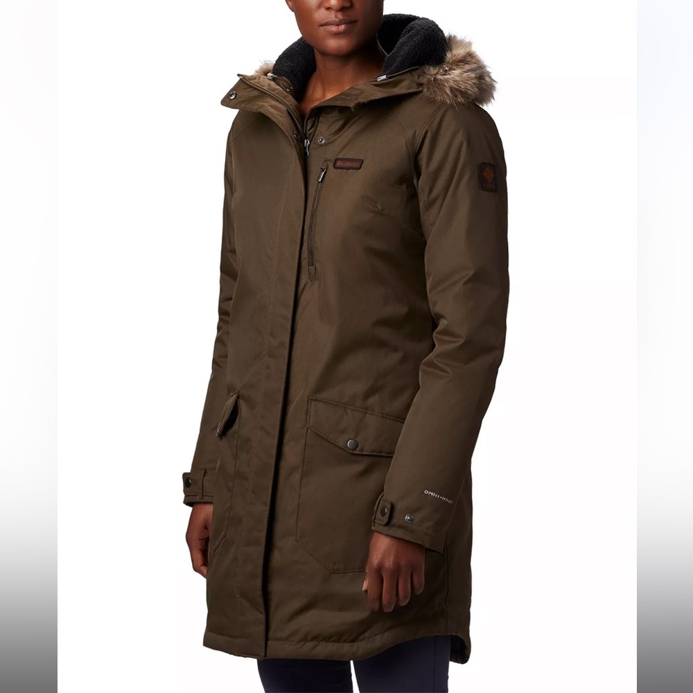 COLUMBIA Women's Suttle Mountain Long Insulated Jacket Size:M Color: Olive Green